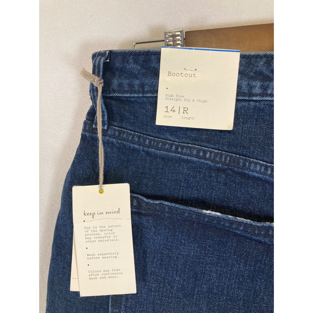 Classic A New Day Women 14/32R Dark Indigo High Rise Straight‎ Leg Stretch Jeans - Picture 4 of 14
